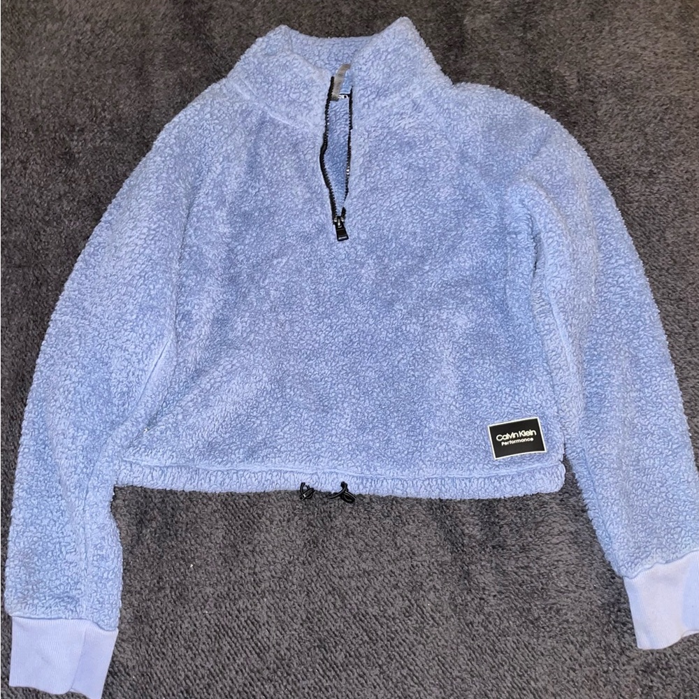 Calvin Klein light blue fur sweater